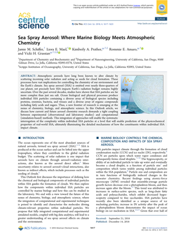 Sea Spray Aerosol: Where Marine Biology Meets Atmospheric Chemistry Jamie M