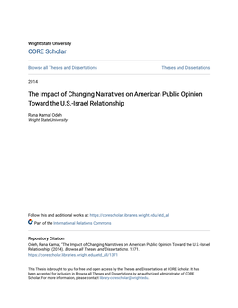The Impact of Changing Narratives on American Public Opinion Toward the U.S.-Israel Relationship