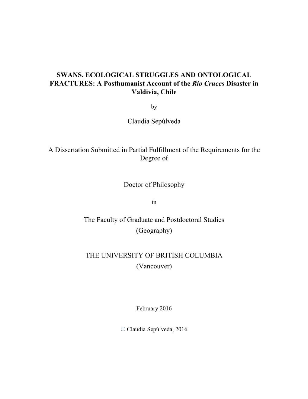 A Posthumanist Account of the Río Cruces Disaster in Valdivia, Chile