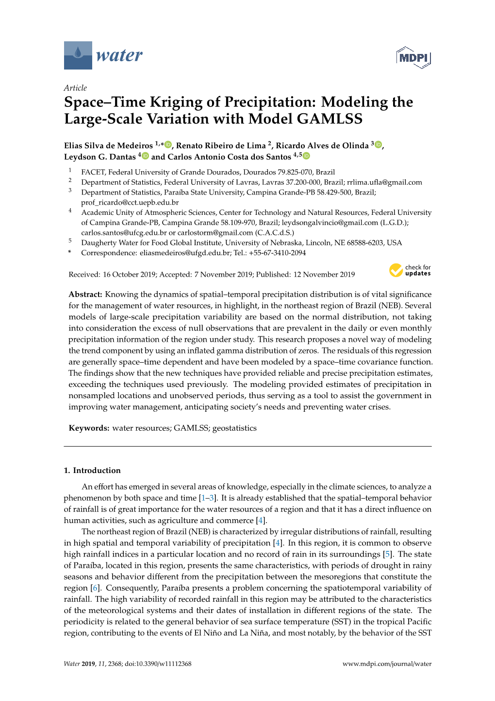 Space–Time Kriging of Precipitation: Modeling the Large-Scale Variation with Model GAMLSS
