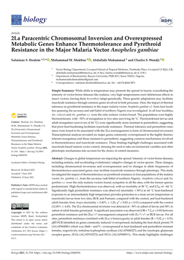 2La Paracentric Chromosomal Inversion and Overexpressed