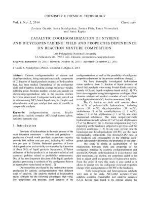 Catalytic Cooligomerization of Styrene and Dicyclopentadiene: Yield and Properties Dependence on Reaction Mixture Composition