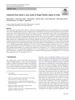 Industrial Heat Island: a Case Study of Angul-Talcher Region in India