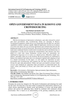 Open Government Data in Kosovo and Crowdsourcing