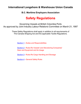 White Book Safety Regulations