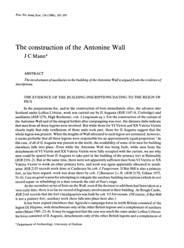 The Construction of the Antonine Wall J C Mann*