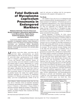 Fatal Outbreak of Mycoplasma Capricolum Pneumonia In