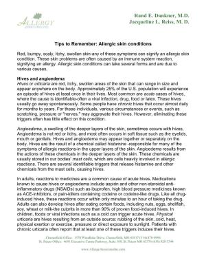 Allergic Skin Conditions