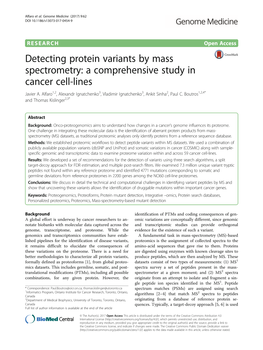 Detecting Protein Variants by Mass Spectrometry: a Comprehensive Study in Cancer Cell-Lines Javier A