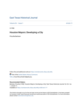 Houston Mayors: Developing a City