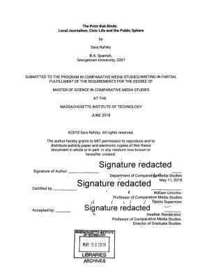 Signature Redacted Siqnature Redacted