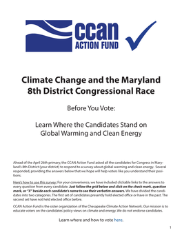 Climate Change and the Maryland 8Th District Congressional Race