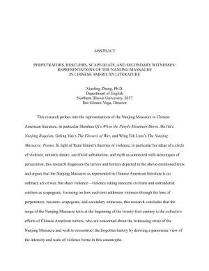 Representations of the Nanjing Massacre in Chinese American Literature