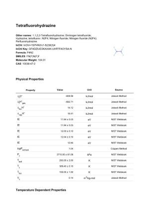 Tetrafluorohydrazine Datasheet