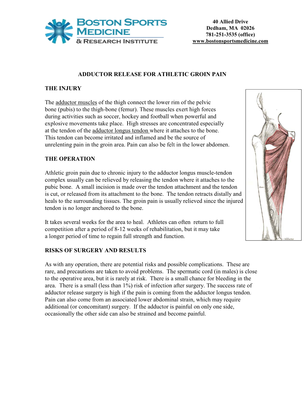 Adductor Release for Athletic Groin Pain