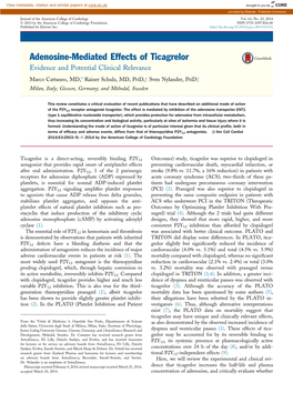 Adenosine-Mediated Effects of Ticagrelor Evidence and Potential Clinical Relevance