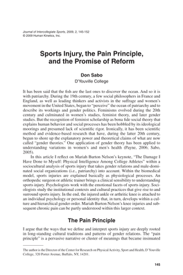 Sports Injury, the Pain Principle, and the Promise of Reform