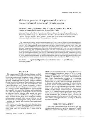 Molecular Genetics of Supratentorial Primitive Neuroectodermal Tumors and Pineoblastoma