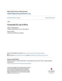 Crossroads for Law in Africa