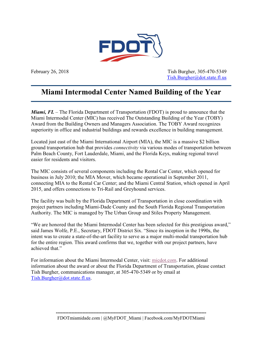 Miami Intermodal Center Named Building of the Year