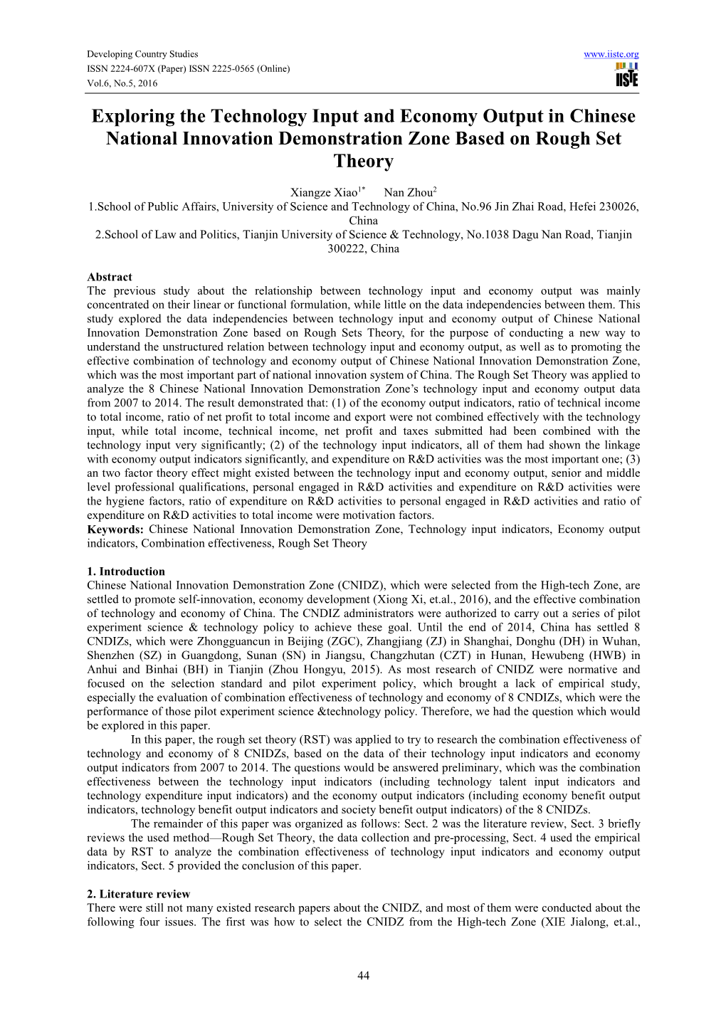 Exploring the Technology Input and Economy Output in Chinese National Innovation Demonstration Zone Based on Rough Set Theory