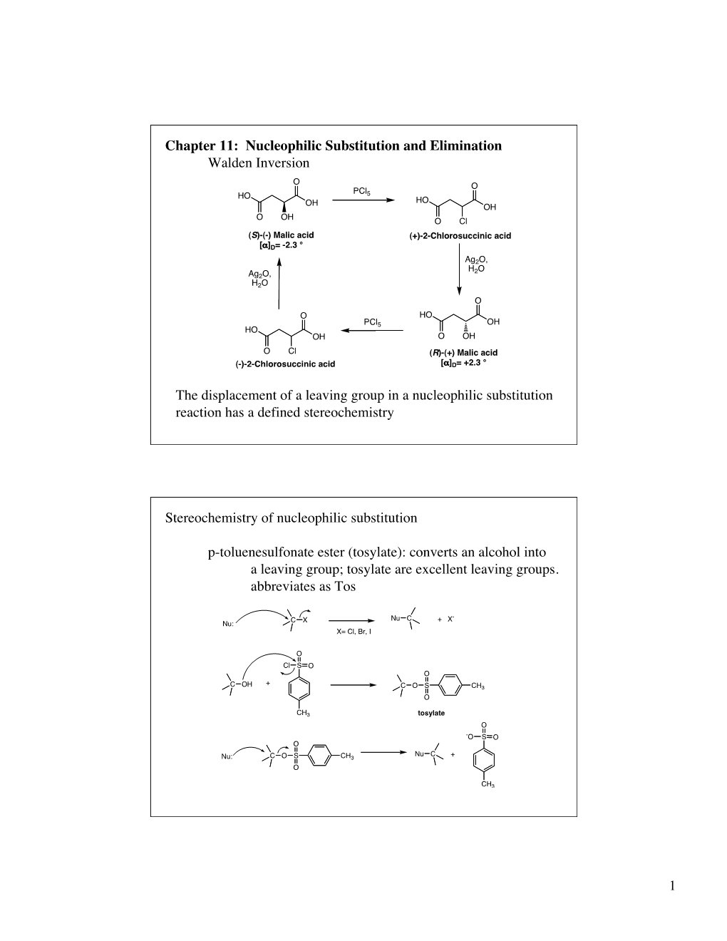 Chapter 11: Nucleophilic Substitution and Elimination Walden Inversion