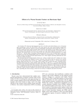 Effects of a Warm Oceanic Feature on Hurricane Opal