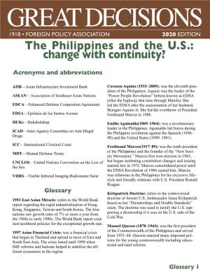 The Philippines and the U.S.: Change with Continuity?