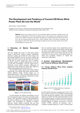 The Development and Tendency of Current Off-Shore Wind Power Plant All Over the World