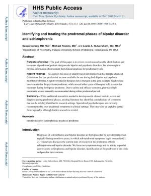 Identifying and Treating the Prodromal Phases of Bipolar Disorder and Schizophrenia