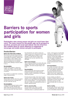 Barriers to Sports Participation for Women Girls