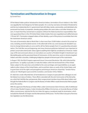 Termination and Restoration in Oregon by Donald Fixico