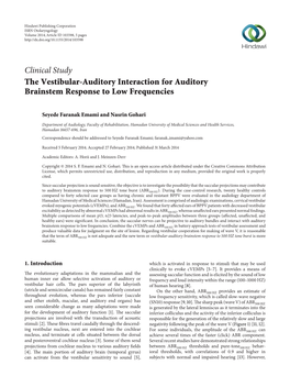 The Vestibular-Auditory Interaction for Auditory Brainstem Response to Low Frequencies