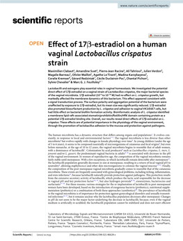 Effect of 17Β-Estradiol on a Human Vaginal Lactobacillus Crispatus Strain