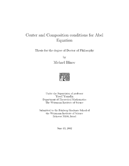 Center and Composition Conditions for Abel Equation