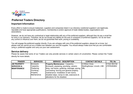 Preferred Traders Directory Important Information