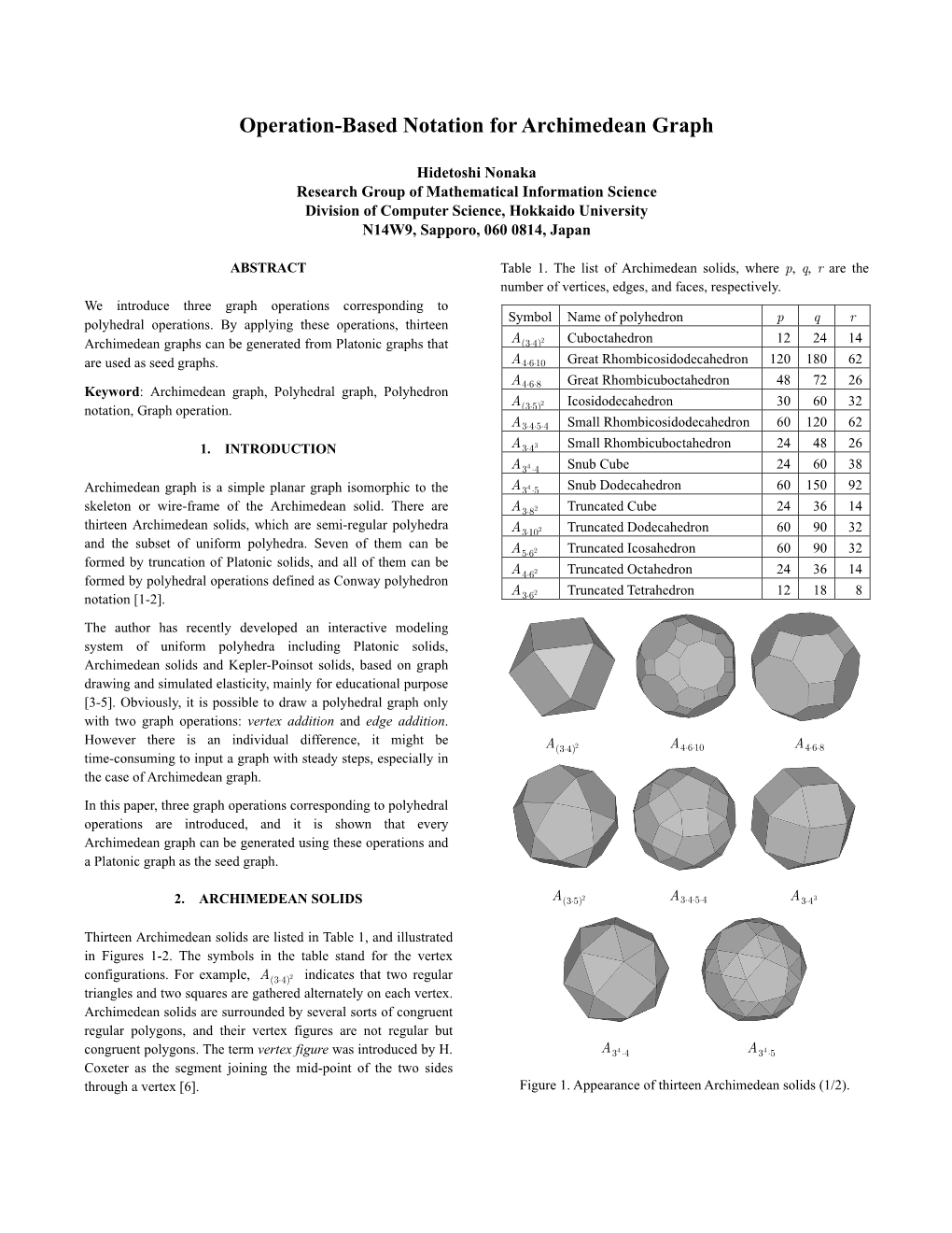 Operation-Based Notation for Archimedean Graph