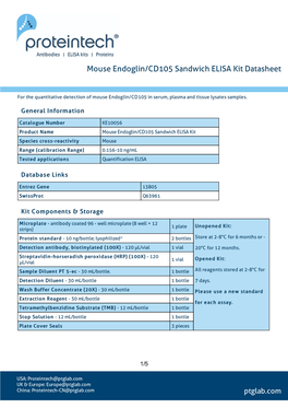 Mouse Endoglin/CD105 Sandwich ELISA Kit Datasheet