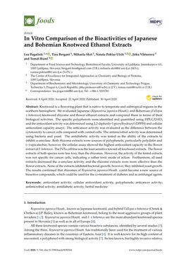 In Vitro Comparison of the Bioactivities of Japanese and Bohemian Knotweed Ethanol Extracts