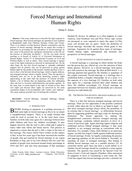 Forced Marriage and International Human Rights