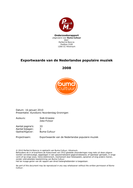 Exportwaarde Nederlandse Muziek 2008