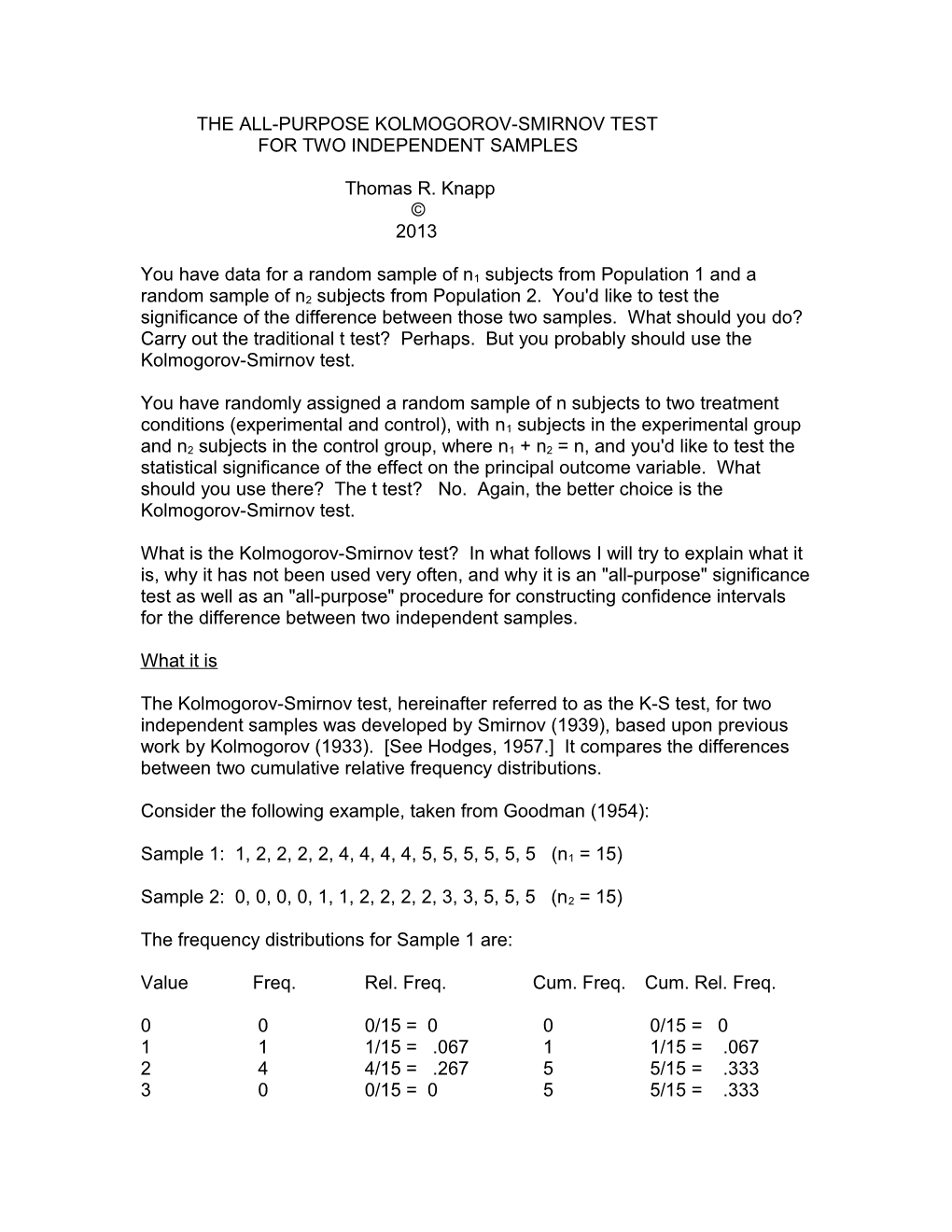 The All-Purpose Kolmogorov-Smirnov Test