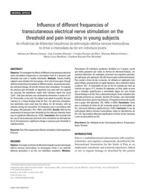 Influence of Different Frequencies of Transcutaneous Electrical Nerve