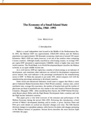 The Economy of a Small Island State Malta, 1960-1993