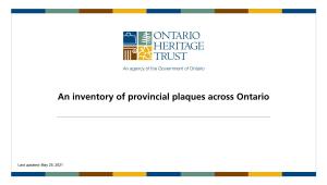 Provincial Plaques Across Ontario
