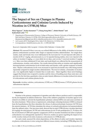 The Impact of Sex on Changes in Plasma Corticosterone and Cotinine Levels Induced by Nicotine in C57BL/6J Mice