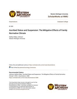 Ascribed Status and Suspension: the Mitigative Effects of Family Normative Climate