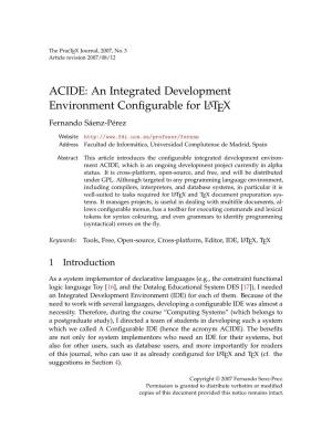 ACIDE: an Integrated Development Environment Configurable for LATEX
