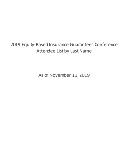 2019 Equity-Based Insurance Guarantees Conference Attendee List by Last Name