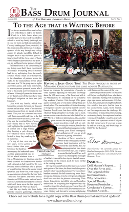Bass Drum Journal March 2014 of the Harvard University B and Vol
